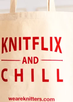 We Are Knitters Tote Bag: Knitflix & Chill| Tote Bags